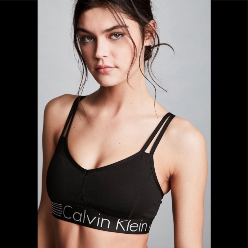 NWT Calvin Klein Strappy Racerback Sports Bra L - Picture 2 of 7